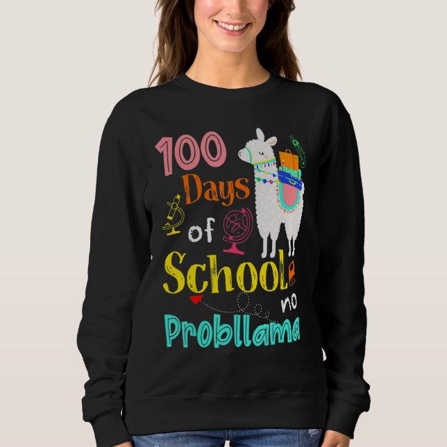 Moletom Happy 100 Days Of School No Problama School Llama  (Frente)