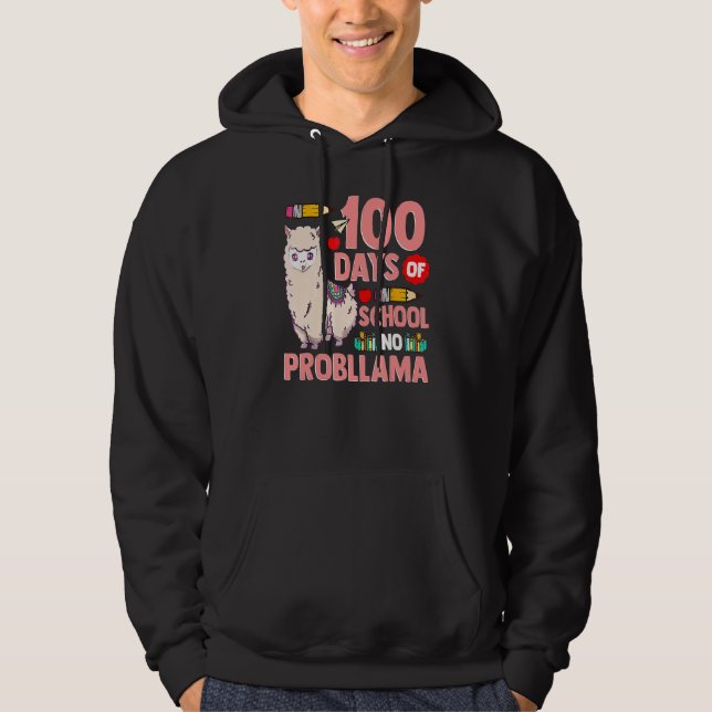 Moletom Happy 100 Days Of School No Probllama Llama 100th  (Frente)