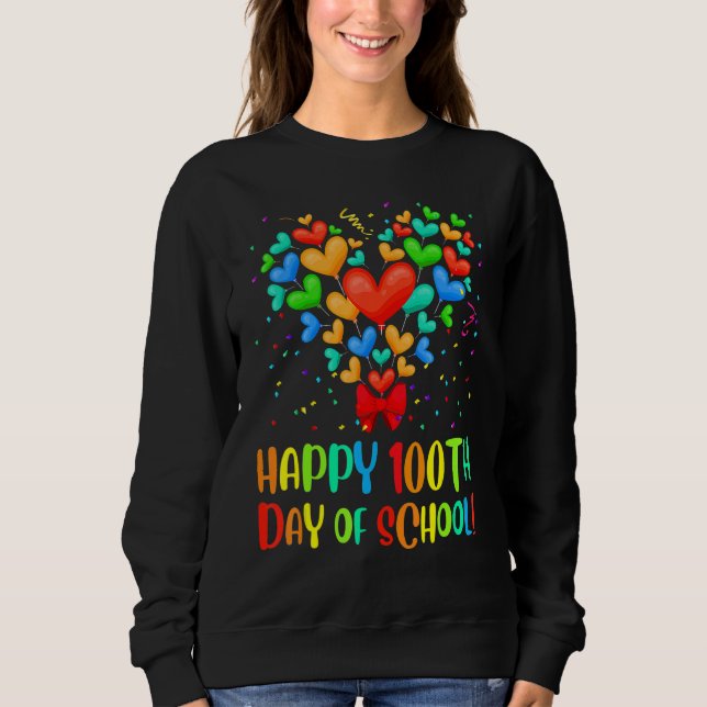 Moletom Happy 100th Day of School Heart Teacher Kids Gift (Frente)
