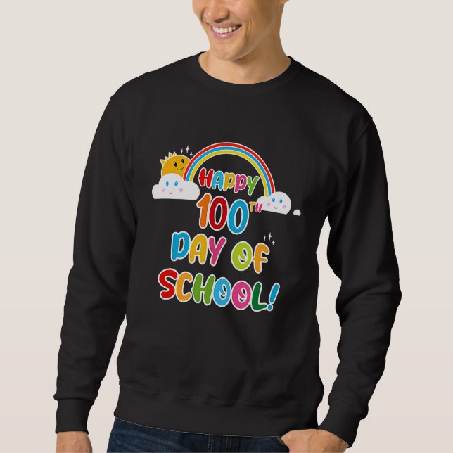 Moletom Happy 100th Day of School Rainbow Teachers Kids Ch (Frente)