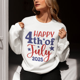 Moletom Happy 4th of July 2025 - Patriotic Design in Red &
