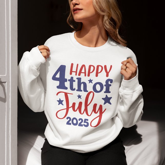 Moletom Happy 4th of July 2025 - Patriotic Design in Red & (Criador carregado)