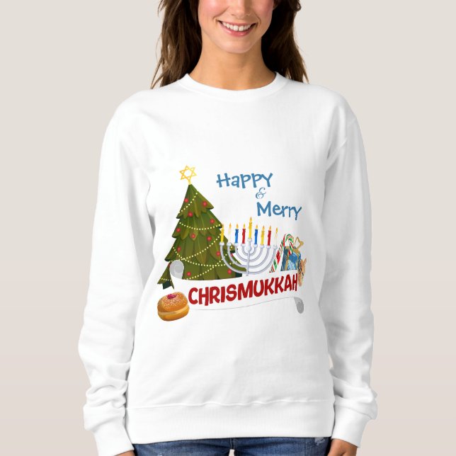 Moletom Happy and Merry Chrismukkah Interfaith Holiday Art (Frente)