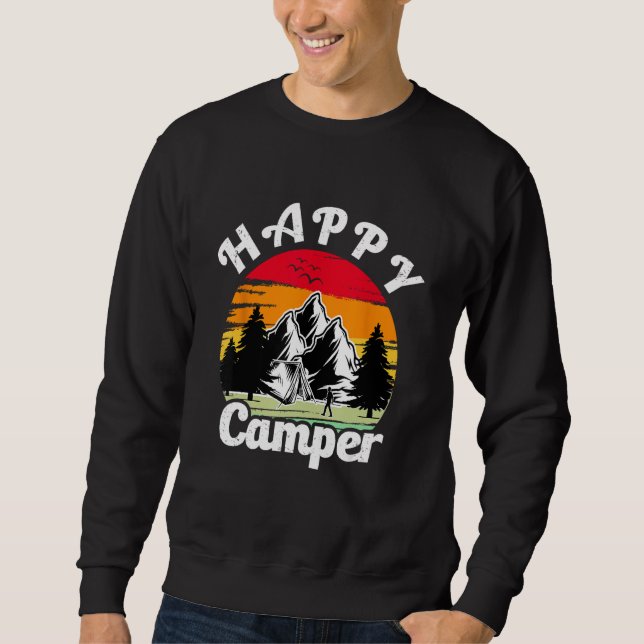 Moletom Happy Camper Retro Vintage Camping Crew (Frente)