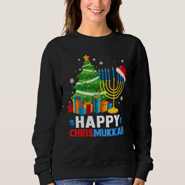 Moletom Happy Chrismukkah Christmas Tree Menorah Chanukah  (Frente)