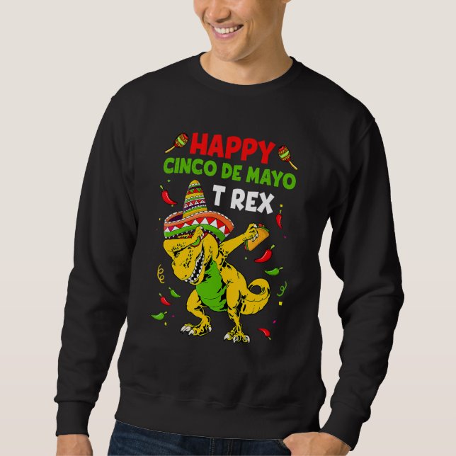 Moletom Happy Cinco De Mayo T Rex Dinosaur Taco Fiesta Par (Frente)