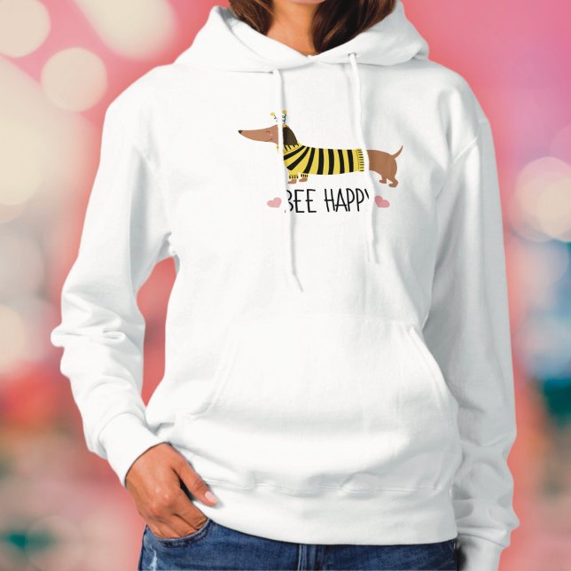 Moletom Happy Dachshund Bumblebee Hooded Sweatshirt (Criador carregado)