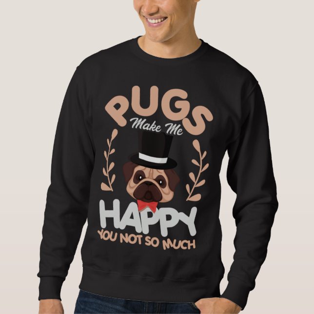 Moletom happy dog pug holder dog  women men (Frente)