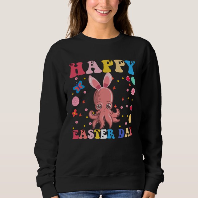Moletom Happy Easter Bunny Octopuse  Easter Day Groovy (Frente)