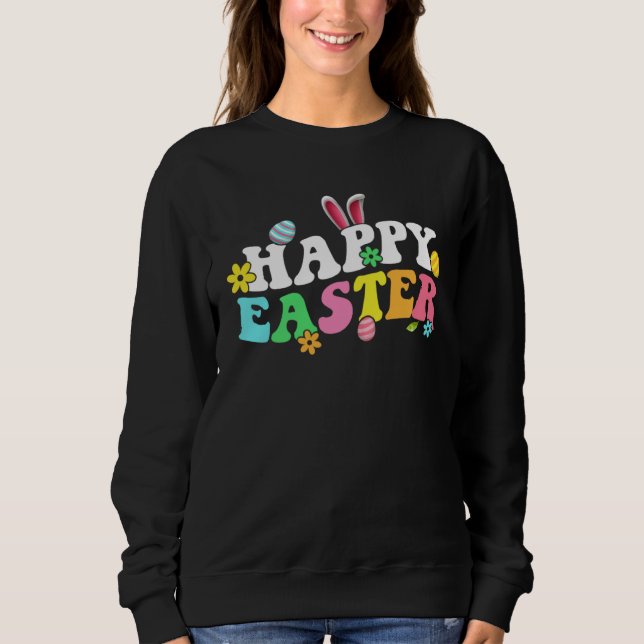 Moletom Happy Easter Bunny Rabbit Face  Easter Day Women G (Frente)