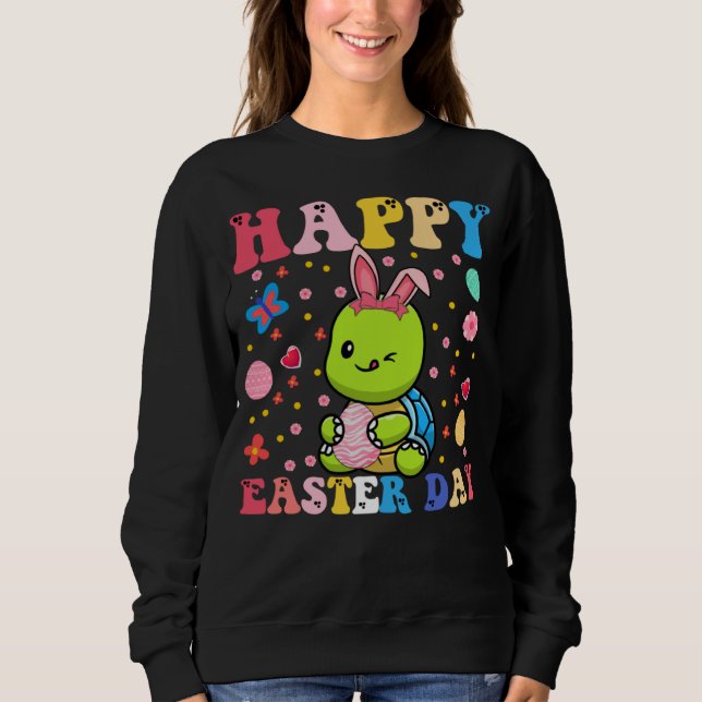 Moletom Happy Easter Bunny Turtle  Easter Day Groovy (Frente)