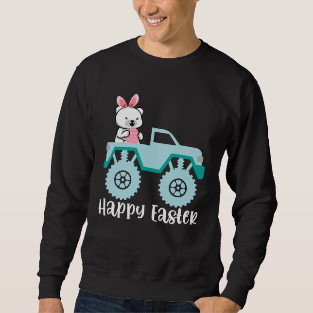 Moletom Happy Easter Polar Bear Riding Monster Truck Toddl (Frente)
