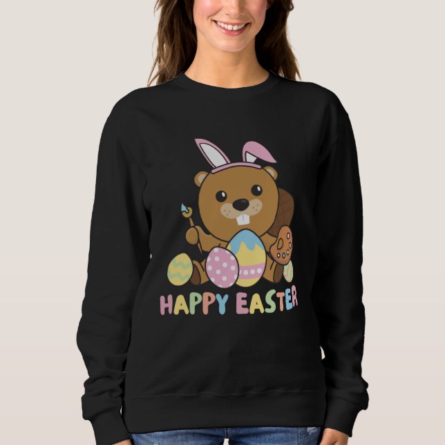 Moletom Happy Easter Sweet Beaver For Easter With Easter E (Frente)