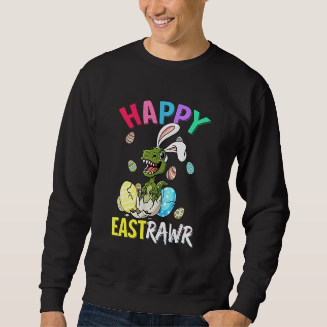 Moletom Happy Eastrawawt Rex Easter Bunny Dinosaur Egs Bo (Frente)