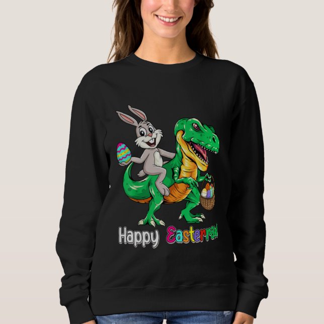 Moletom Happy Eastrawr Rex Dinosaur Easter Bunny Egg Kids  (Frente)