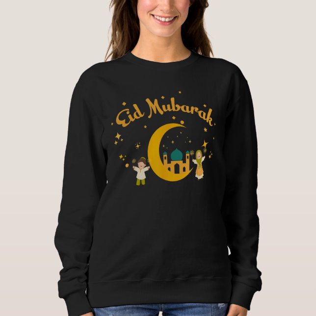Moletom Happy Eid Mubarak for men women son and daughter (Frente)