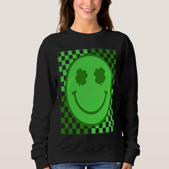 Moletom Happy Face Checked Shamrock Green C Boy Girl (Frente)