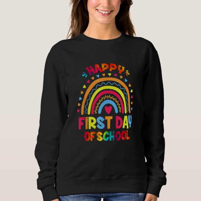 Moletom Happy First Day Of School Boho Rainbow Kids Back T (Frente)