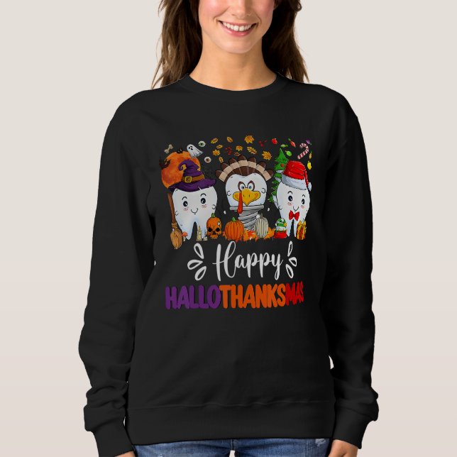 Moletom Happy HalloThanksMas Dental Boo Crew Dentist Assis (Frente)