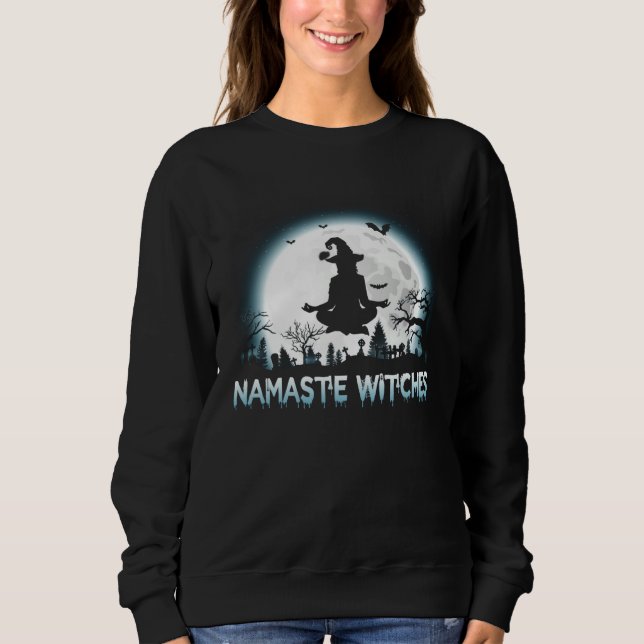 Moletom Happy Halloween Yoga Girl Namaste Witches Meme Wit (Frente)