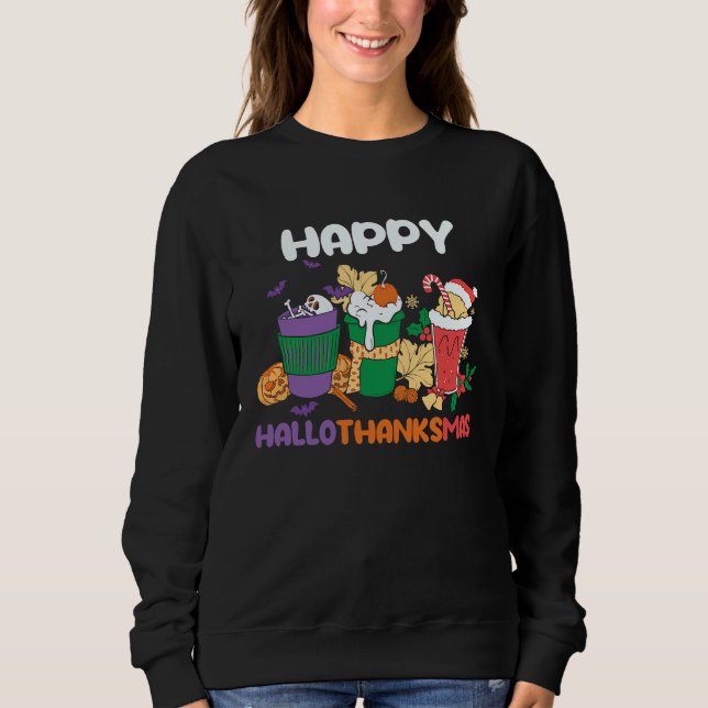 Moletom Happy HallowThanksMas Christmas Thanksgiving Hallo (Frente)