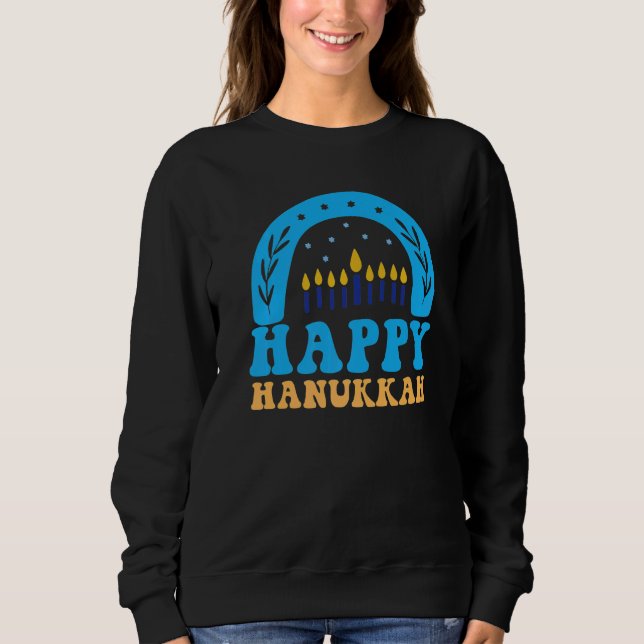 Moletom Happy Hanukkah Chanukah Rainbow Menorah Jewish Hol (Frente)