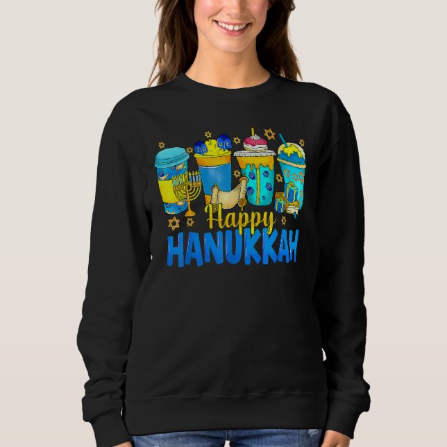 Moletom Happy Hanukkah Coffee Latte  Menorah Jewish Chanuk (Frente)