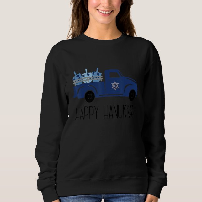 Moletom Happy Hanukkah Truck Family Chanukah for Jewish Ki (Frente)