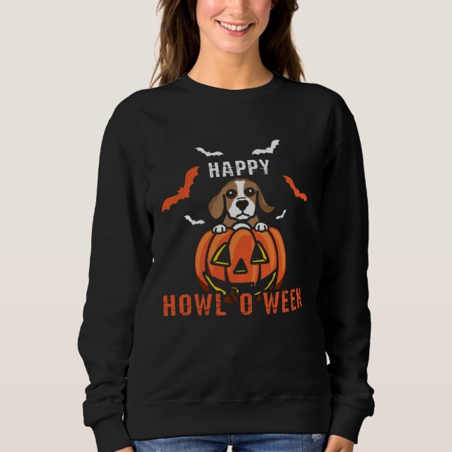 Moletom Happy Howloween Howling Beagle Dog Halloween Pumpk (Frente)