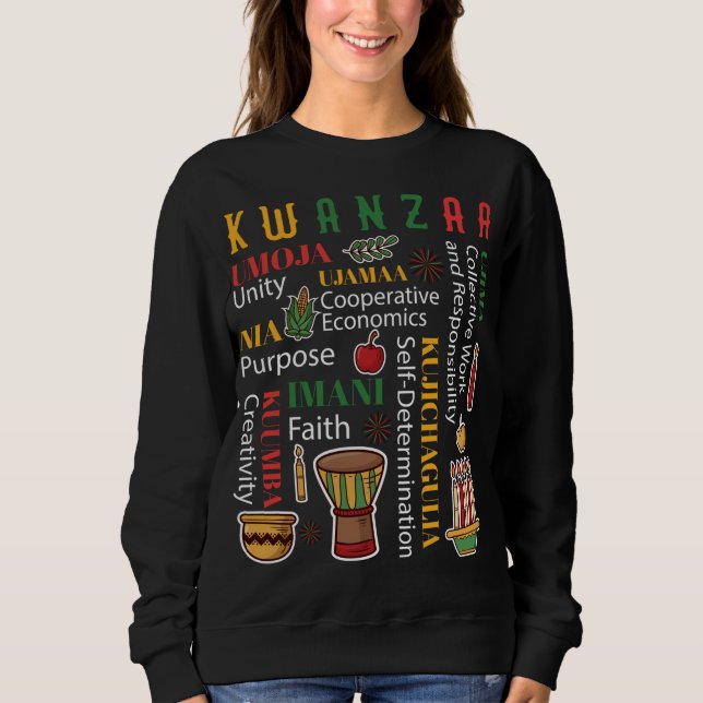 Moletom Happy Kwanzaa Drum Kinara Sete Velas África Cel (Frente)