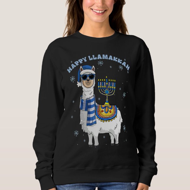 Moletom Happy Llamakkah Hanukkah Llama Chanukah Alpaca Gir (Frente)