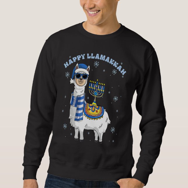 Moletom Happy Llamakkah Hanukkah Llama Chanukah Alpaca Gir (Frente)