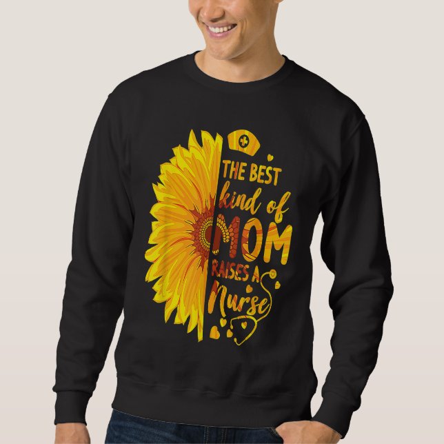 Moletom Happy Mothers Day Mom Raises Nurse  Sunflower Plus (Frente)