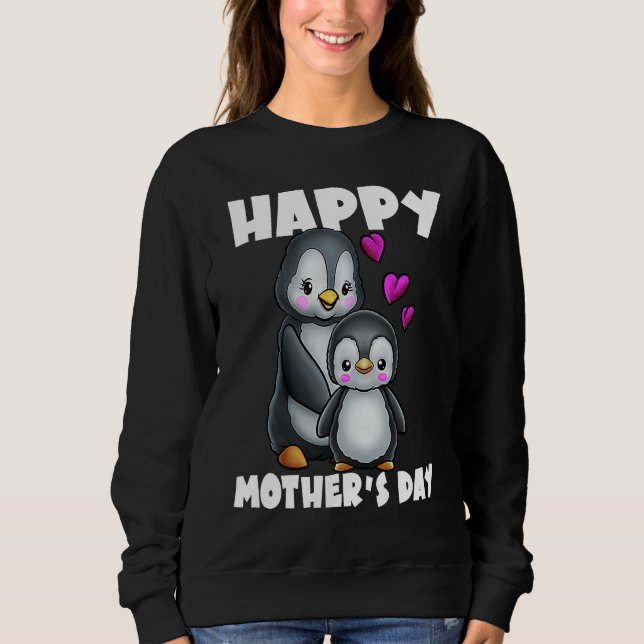 Moletom Happy Mother's Day Penguin Hearts Mom Daughter (Frente)