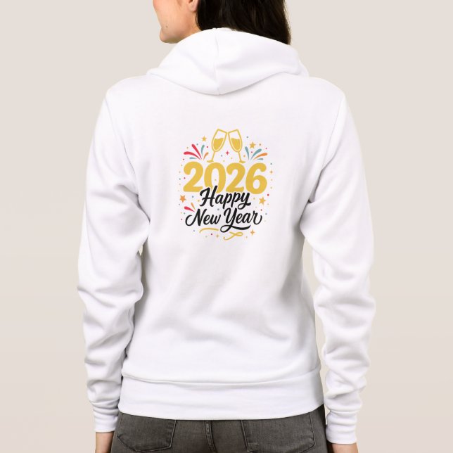 Moletom Happy New Year 2026 Celebration Zip Hoodie (Verso)