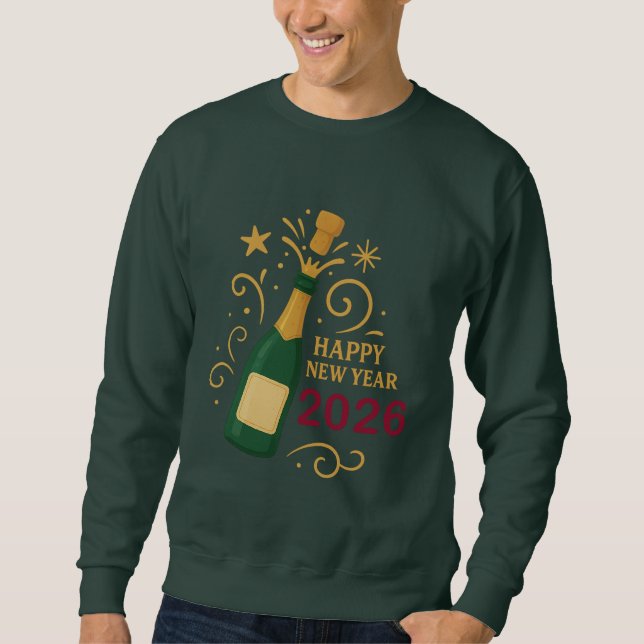 Moletom Happy New Year 2026 Champagne | Men’s Sweatshirt (Frente)