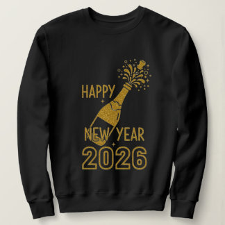 Moletom Happy New Year 2026 Glitter Sweatshirts for Women