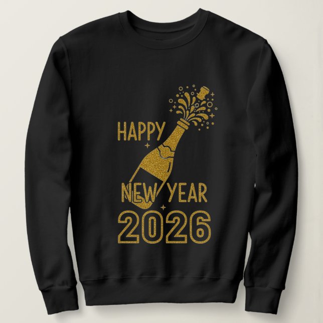 Moletom Happy New Year 2026 Glitter Sweatshirts for Women (Frente do Design)