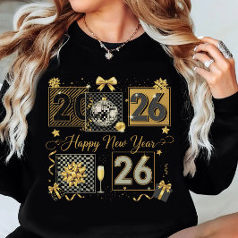 Moletom Happy New Year 2026 Gold Glitter Celebration