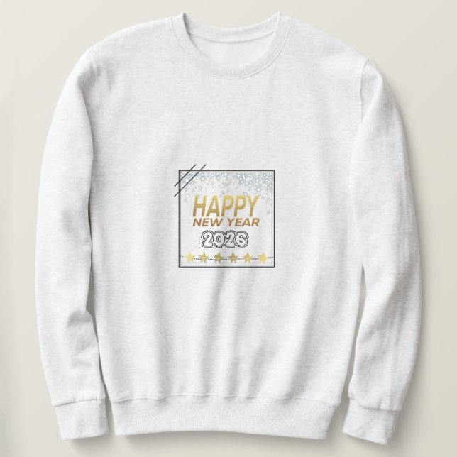 Moletom Happy New Year 2026 hoodie – Sparkling Gold (Frente do Design)
