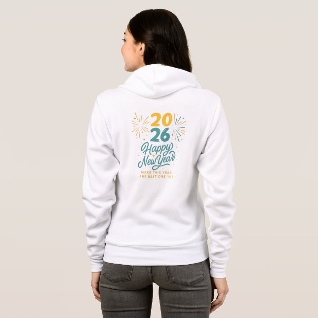 Moletom Happy New Year 2026 Zip-Up Hoodie | Festive  (Parte Traseira Completa)