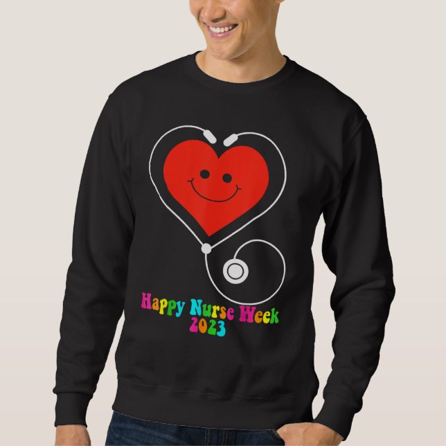 Moletom Happy Nurse Week 2023 Smiling Heart Groovy Style 1 (Frente)