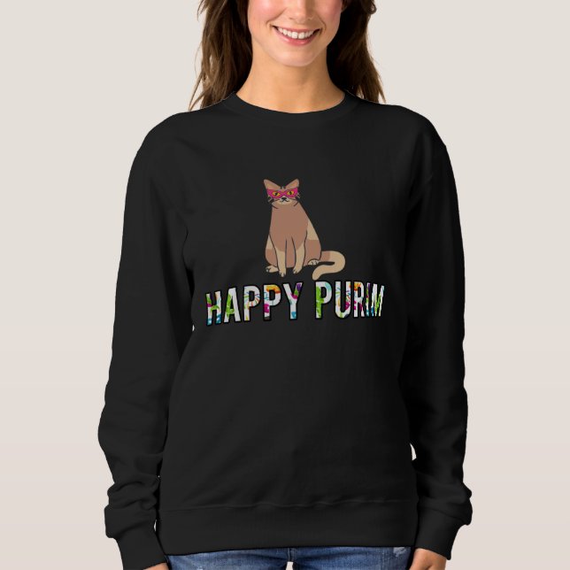Moletom Happy Purim Cat Funny Costume Jewish holiday Purim (Frente)