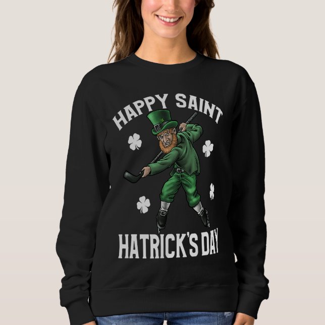Moletom Happy St Hatrick's Day St Patrick's Day Hockey (Frente)