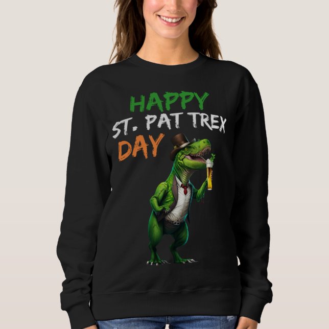 Moletom Happy St Pat Rex Day Rex Beer Glass Pattys Day Lep (Frente)
