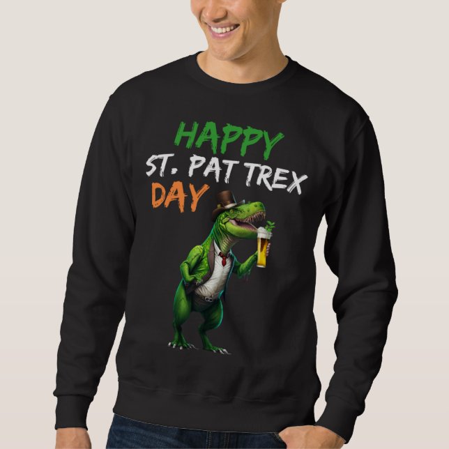 Moletom Happy St Pat Rex Day Rex Beer Glass Pattys Day Lep (Frente)