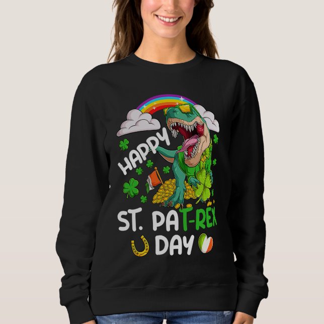 Moletom Happy St PaT Rex Dinosaur Trex Dino Saint Patrick' (Frente)
