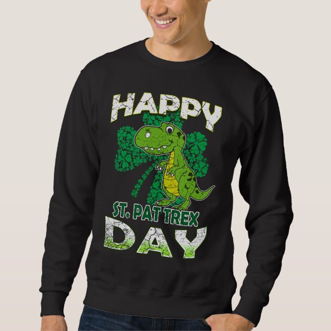 Moletom Happy St Pat Rex St Patrick's Day Cute Dinosaur Ki (Frente)