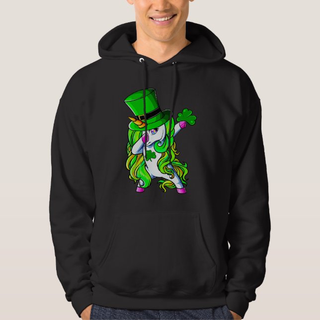Moletom Happy St Patrick's Day Dabbing Unicorn Lucky Shamr (Frente)