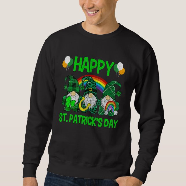 Moletom Happy St Patricks Day Gnomes Leopard Irish Shamroc (Frente)
